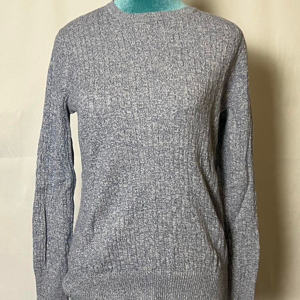 Kim Rogers Periwinkle Blue‎ Cable Knit Cotton Sweater Medium preppy casual